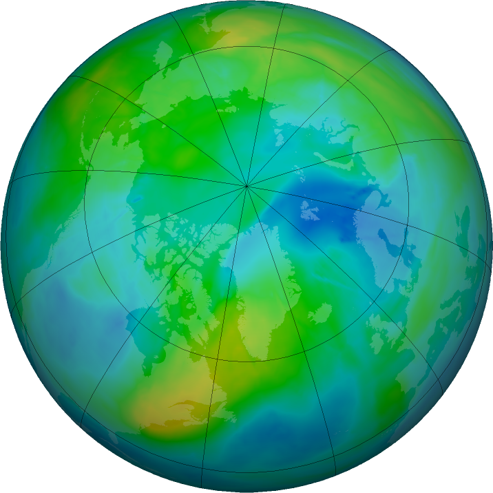 Arctic ozone map for 18 October 2015